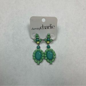 Charming Charlie green and teal dangling earrings new with tags